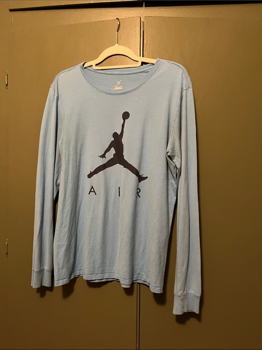 Nike Light Blue Long Sleeve Jordan AIR Tee with Black Logo